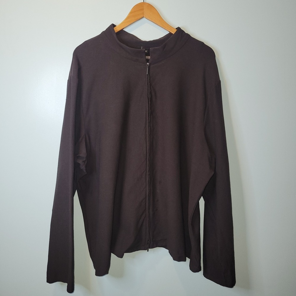 Eileen Fisher Stand Collar Two Way Zip Jacket Viscoe Blend, Crepe J0067X ‎ 3XL